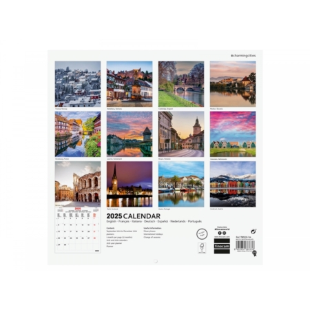 Calendario de pared 2025 Finocam 30 x 30 cm charming internacional