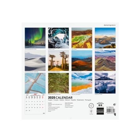 Calendario de pared 2025 Finocam 30 x 30 cm nature internacional