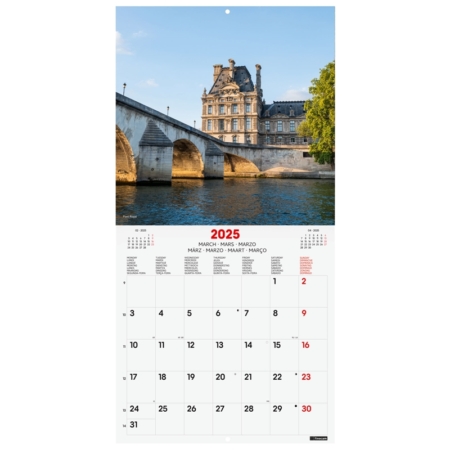 Calendario de pared 2025 Finocam 30 x 30 cm Paris internacional