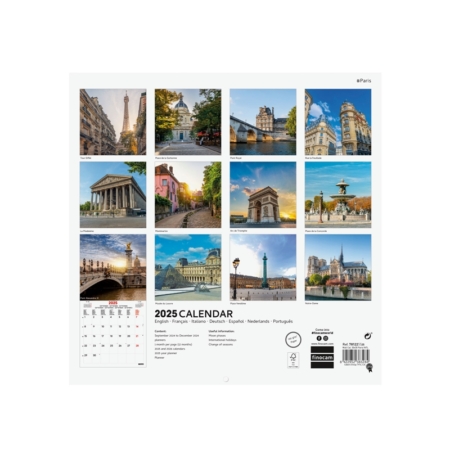 Calendario de pared 2025 Finocam 30 x 30 cm Paris internacional