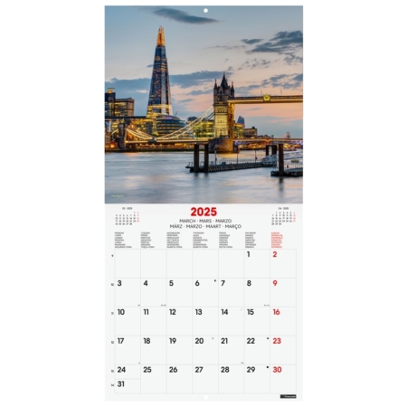 Calendario de pared 2025 Finocam 30 x 30 cm London internacional
