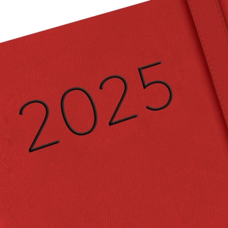 Agenda 2025 Finocam Lisa FA5 semana vista vertical rojo