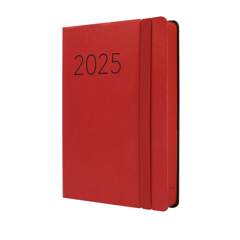Agenda 2025 Finocam Lisa F4 1 día página rojo