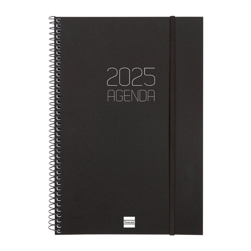 Agenda 2025 Finocam Opaque E11 semana vista vertical negro