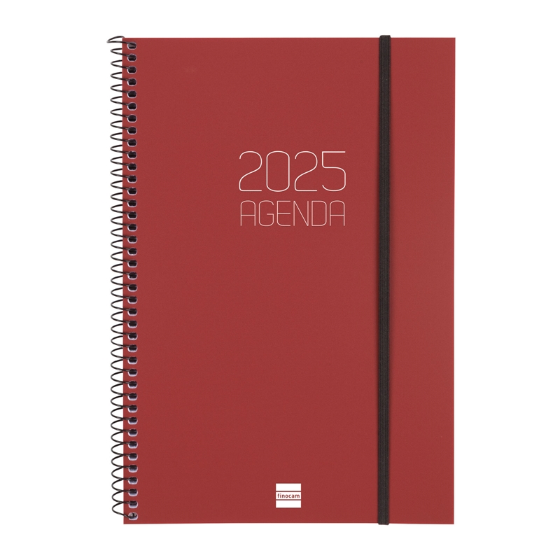 Agenda 2025 Finocam Opaque E11 semana vista vertical burdeos