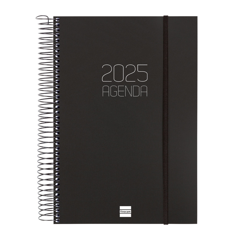 Agenda 2025 Finocam Opaque E11 1 día página negro