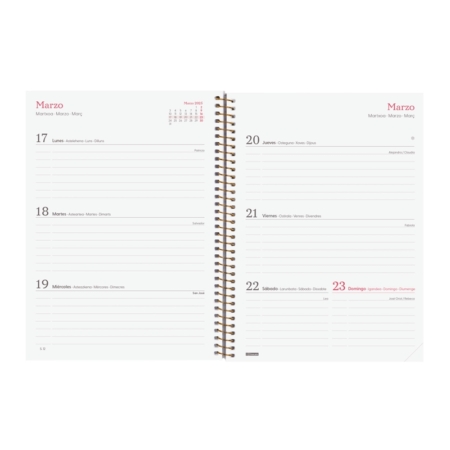 Agenda 2025 Finocam Design Collection E10 semana vista goldy