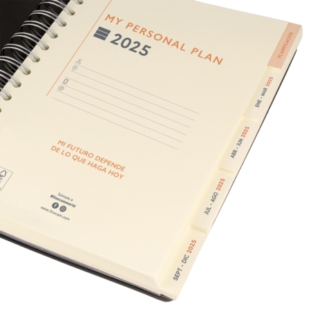 Agenda 2025 Finocam Tempus 1/4 1 día página azul