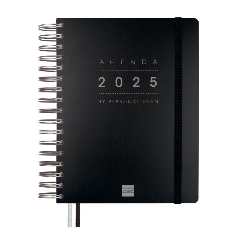 Agenda 2025 Finocam Tempus 1/4 1 día página negro