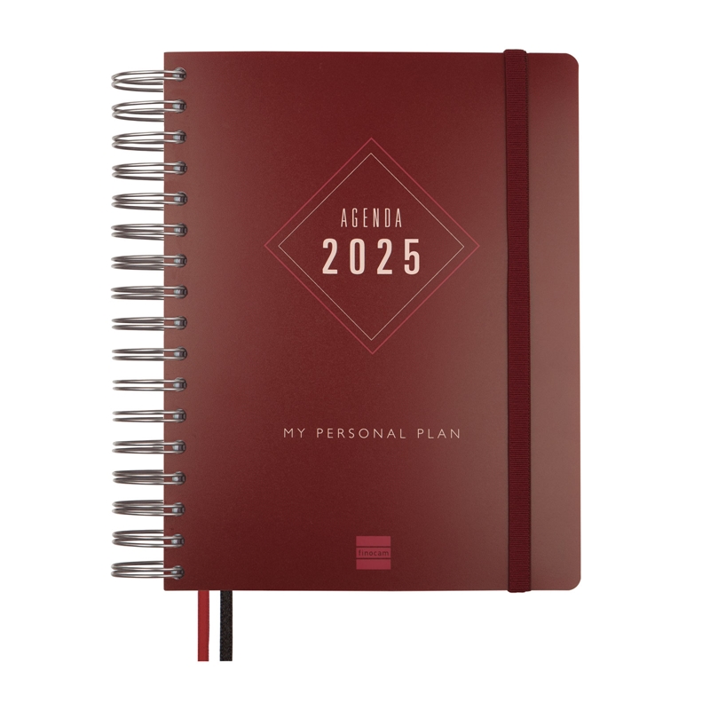 Agenda 2025 Finocam Tempus 1/4 1 día página burdeos