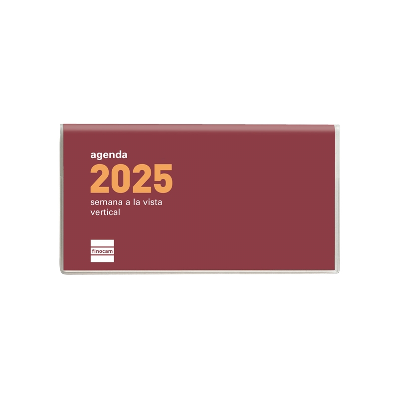 Agenda 2025 Finocam Coctel PL1 semana vista vertical burdeos
