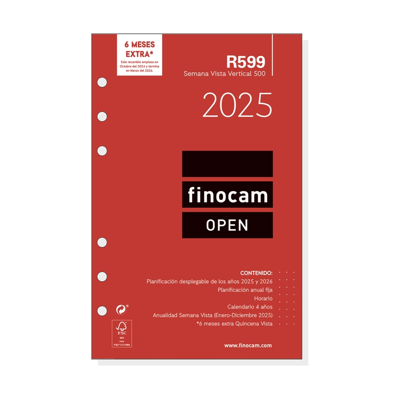 Recambio anualidad 2025 Finocam 500 semana vista vertical R599