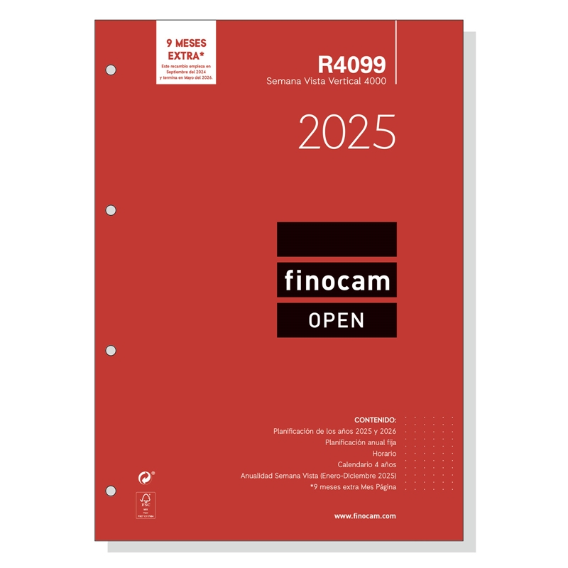Recambio anualidad 2025 Finocam 4000 A4 semana vista vertical R4099