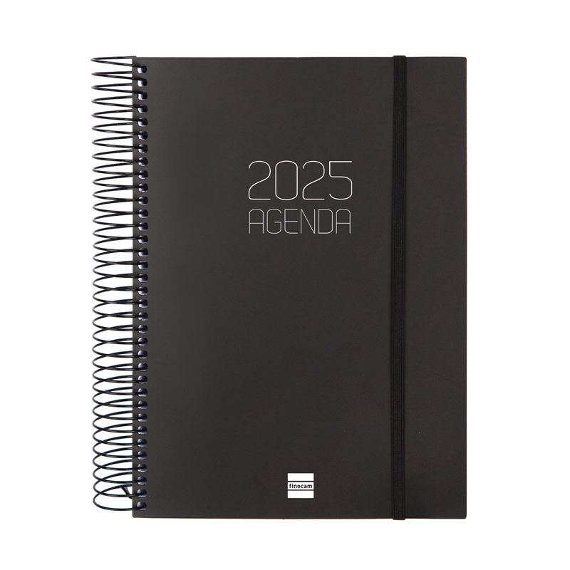 Agenda 2025 Finocam Opaque E10 1 día página negro euskera