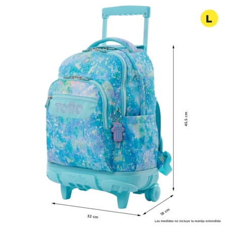 Mochila con ruedas Totto Renglones glitter