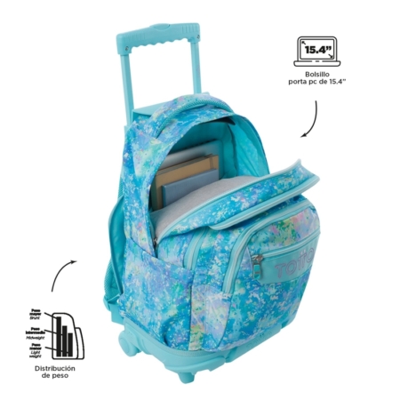 Mochila con ruedas Totto Renglones glitter