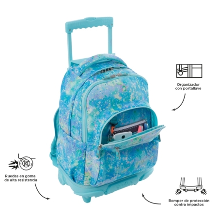 Mochila con ruedas Totto Renglones glitter