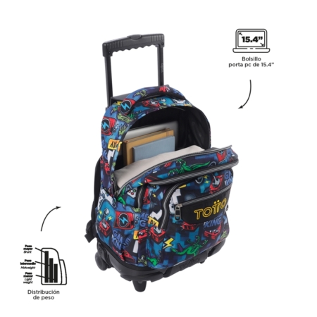 Mochila con ruedas Totto Renglones gamertag