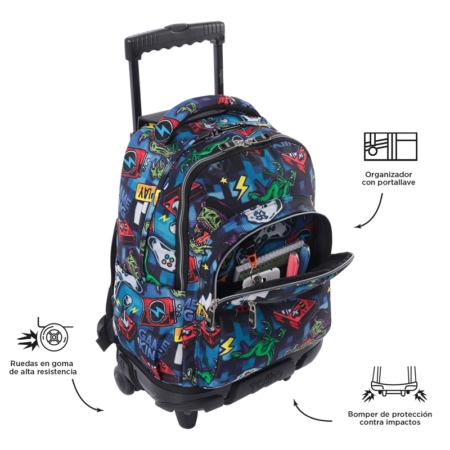 Mochila con ruedas Totto Renglones gamertag