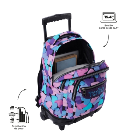 Mochila con ruedas Totto Renglones dear blue