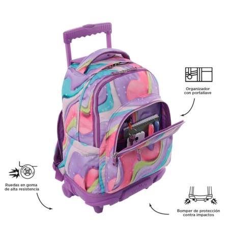 Mochila con ruedas Totto Renglones ferri