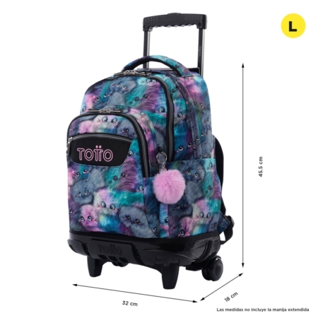 Mochila con ruedas Totto Renglones kitty
