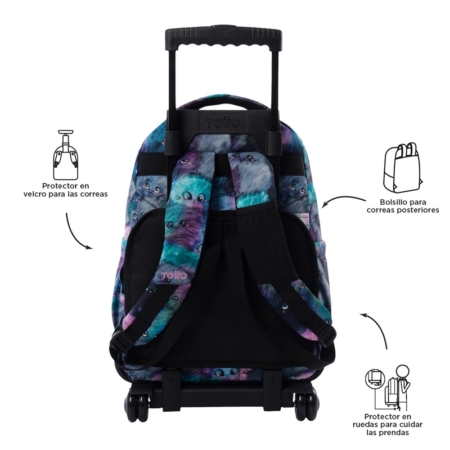 Mochila con ruedas Totto Renglones kitty
