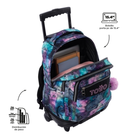 Mochila con ruedas Totto Renglones kitty