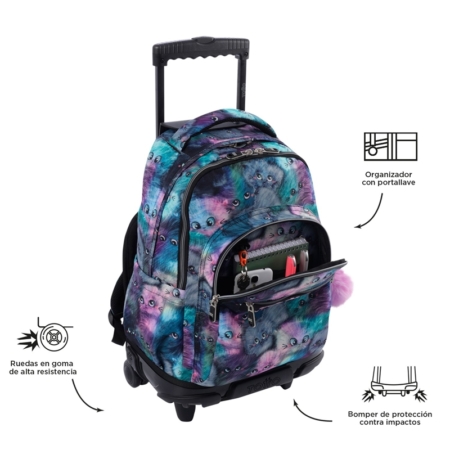 Mochila con ruedas Totto Renglones kitty