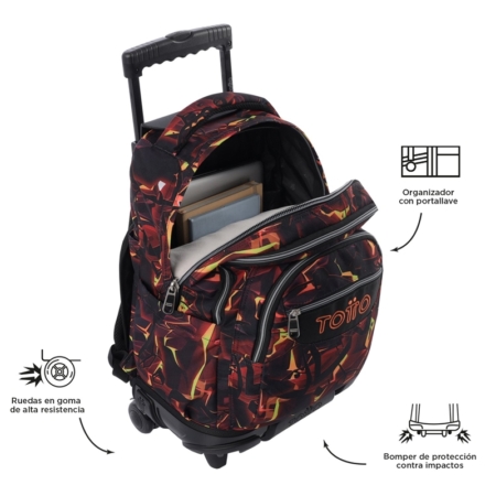 Mochila con ruedas Totto Renglones flash