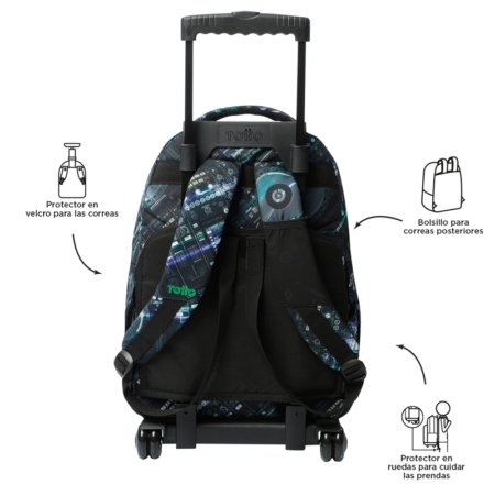 Mochila con ruedas Totto Renglones mixer black