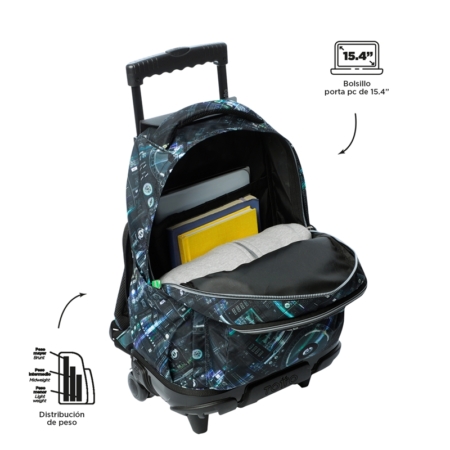 Mochila con ruedas Totto Renglones mixer black