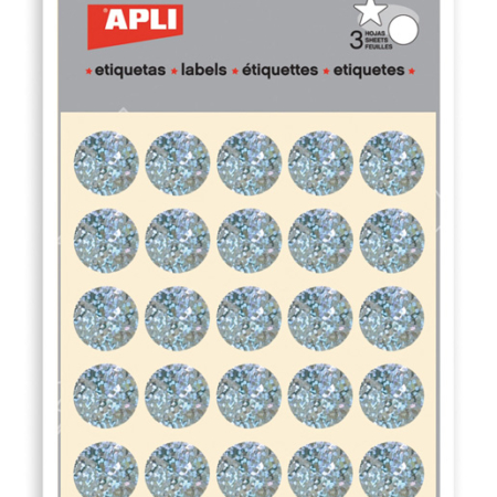 Sobre de gomets redondos metalizados Apli ø 20 mm