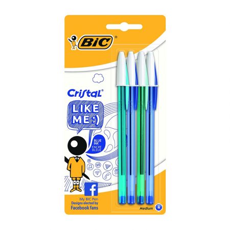 Bolsa de 4 bolígrafos Bic cristal Like me