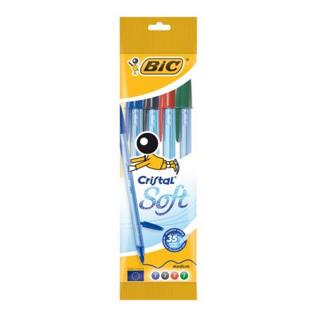 Bolsa de 4 bolígrafos Bic cristal Soft