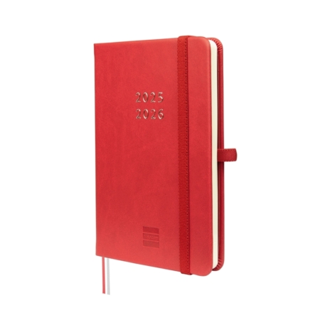 Agenda escolar 2025-2026 Finocam 18 meses Minimal M3 semana vista rojo