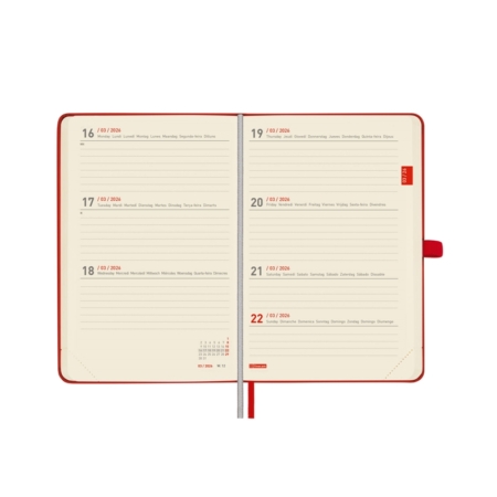 Agenda escolar 2025-2026 Finocam 18 meses Minimal M3 semana vista rojo