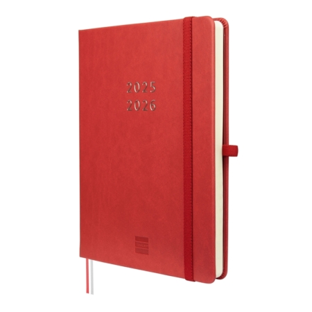 Agenda escolar 2025-2026 Finocam 18 meses Minimal M5 semana vista rojo
