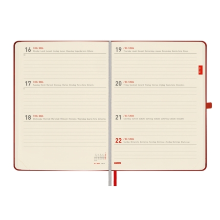 Agenda escolar 2025-2026 Finocam 18 meses Minimal M5 semana vista rojo