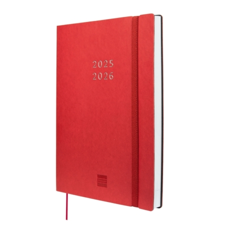 Agenda escolar 2025-2026 Finocam 18 meses Mara Y10 semana vista vertical rojo