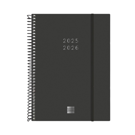 Agenda escolar 2025-2026 Finocam 18 meses Espiral E10 semana vista negro