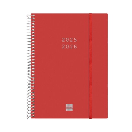 Agenda escolar 2025-2026 Finocam 18 meses Espiral E10 semana vista rojo