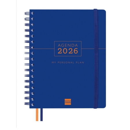 Agenda escolar 2025-2026 Finocam 16 meses Tempus 1/4 semana vista vertical azul