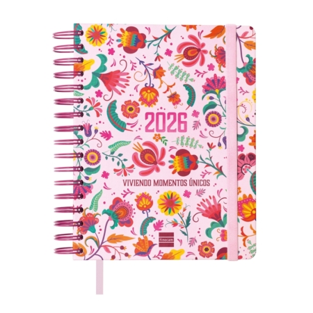 Agenda escolar 2025-2026 Finocam 16 meses Vitae 1/4 semana vista rosa