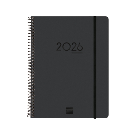 Agenda escolar 2025-2026 Finocam 16 meses Ikon E10 semana vista vertical negro
