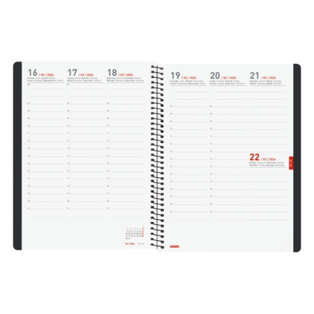 Agenda escolar 2025-2026 Finocam 16 meses Ikon E10 semana vista vertical negro