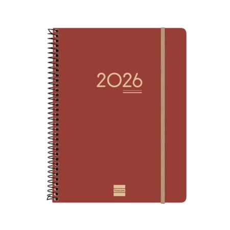 Agenda escolar 2025-2026 Finocam 16 meses Ikon E10 semana vista vertical burdeos