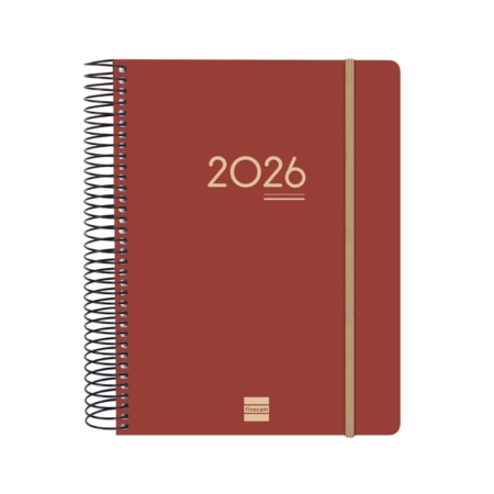 Agenda escolar 2025-2026 Finocam 16 meses Ikon E10 día página burdeos