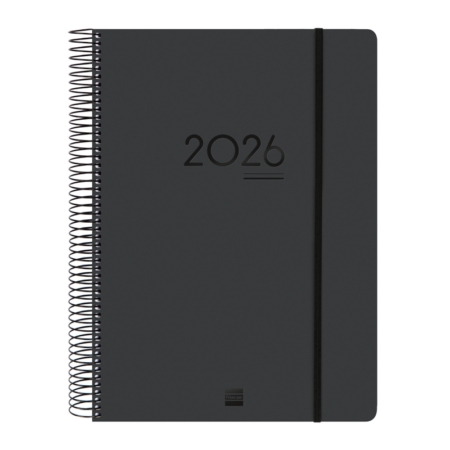 Agenda escolar 2025-2026 Finocam 16 meses Ikon E40 día página negro