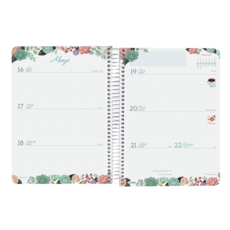 Agenda escolar 2025-2026 Finocam 16 meses Cloe E10 semana vista verde